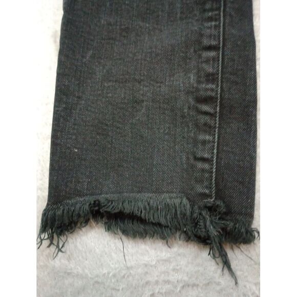 AGOLDE Sophie Crop High Rise Black Denim Raw Hem Skinny Leg Jeans Size 24 - Picture 15 of 16
